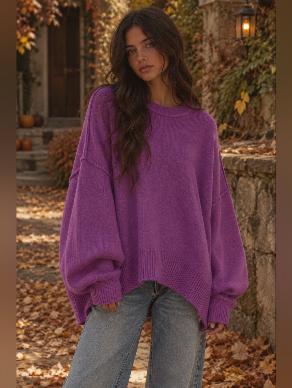 Free People Easy Street Ribbed Knit Mock Neck Tunic Pullover Purple Small